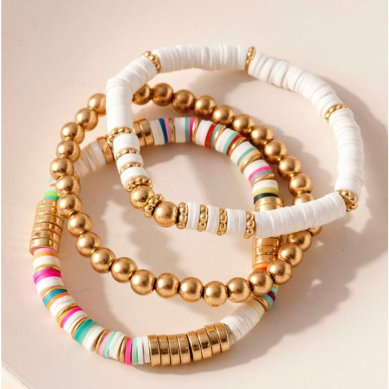 Rubber Disc Beads Bracelet Set