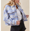 Blue plaid cropped jacket