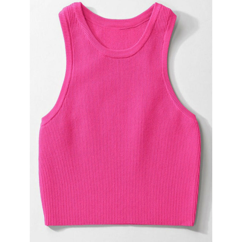 Ribbed knit cropped tank top