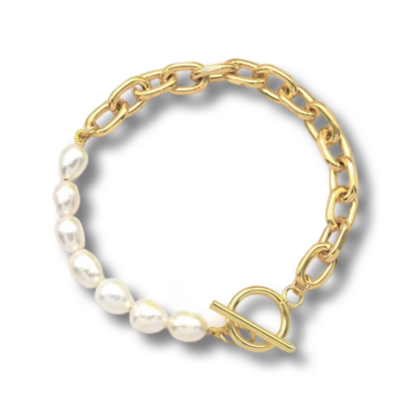 Pearl Gold Chain Bracelet