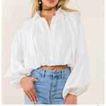 Balloon Sleeves Cropped Shirt