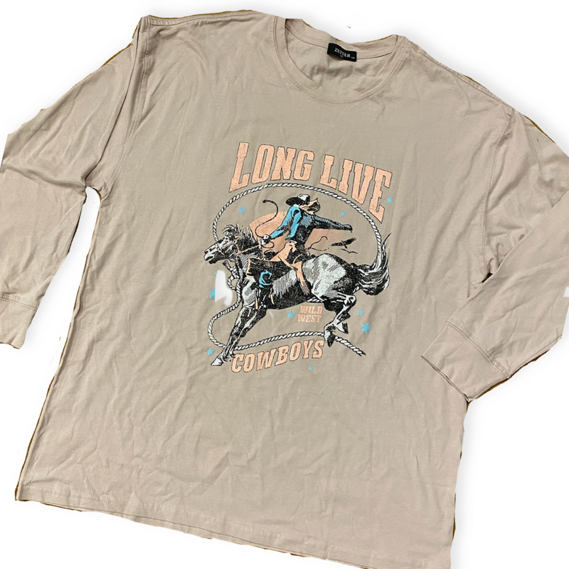 Long Live Cowboys Oversized Long Sleeve Shirt