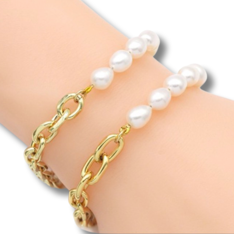 Pearl Gold Chain Bracelet