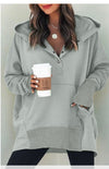 Batwing Sleeve Pocketed Hoodie grey