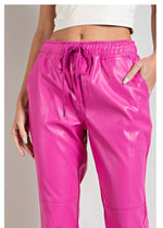 Faux Leather Drawstring Pants