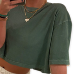 Faded Cropped Loose Shirt